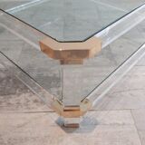 Table basse vintage en verre et laiton par Charles & Hollis Jones, 1970s