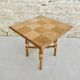 coffee table, rattan checkerboard sofa end