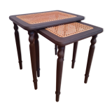 Pull out tables wood and caning