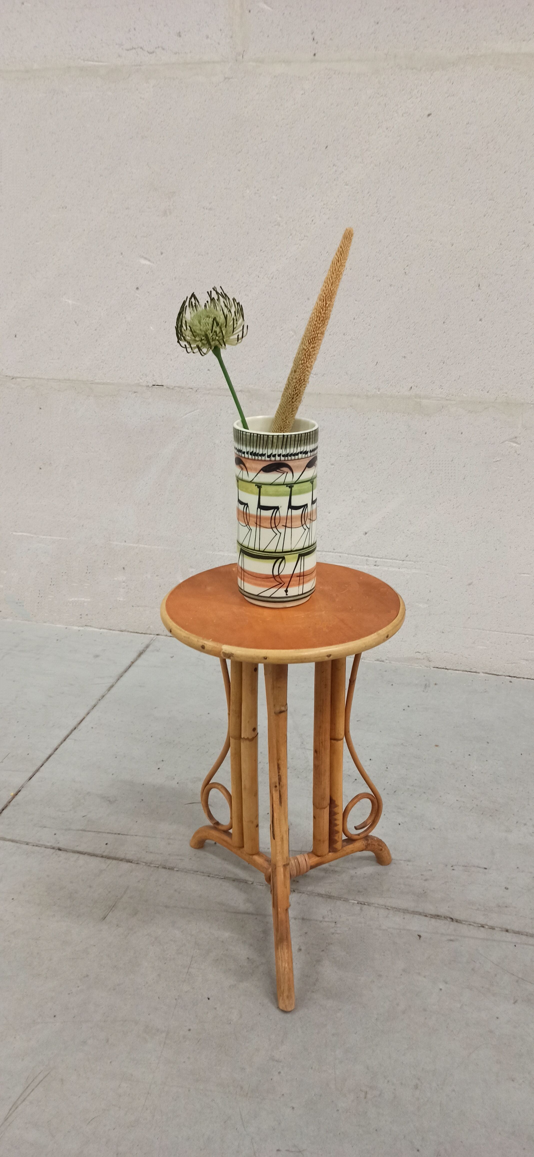 Bamboo and rattan pedestal table
