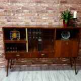 Renewed 1950s art deco showcase, high-legged, retro, vintage