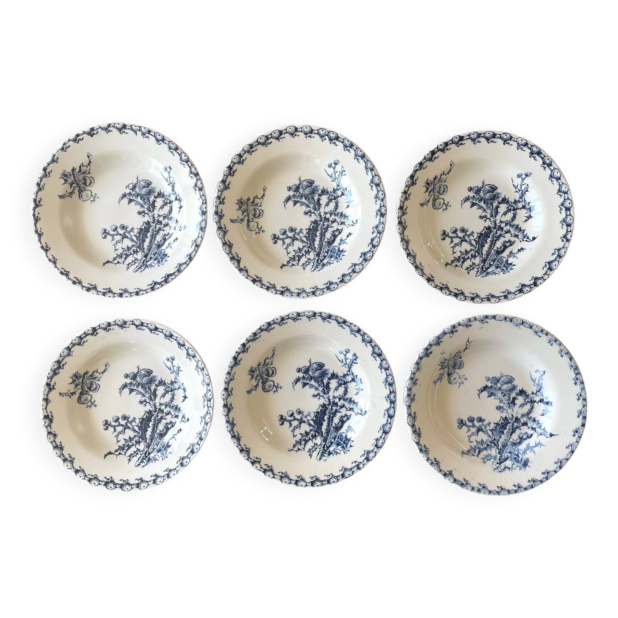 Antique hollow plates in Gien earthenware