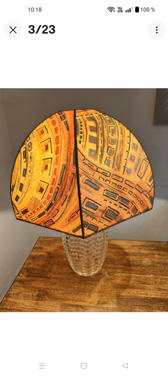 Large 1980s Lamp with Crystal Base/Vase/Handcrafted Lampshade - Unique Piece