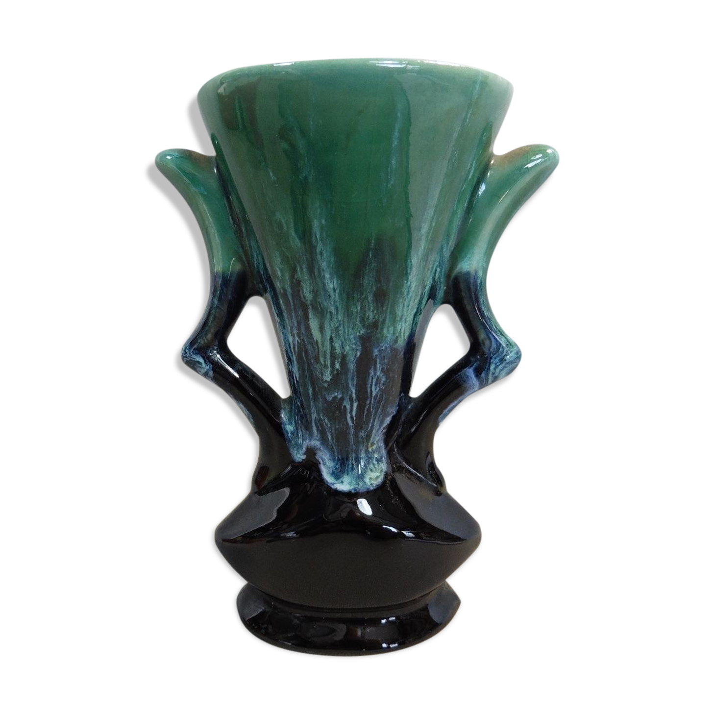 Praticality black and green vase numbered 666