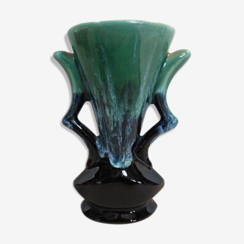 Vase soliflore noir et vert numéroté 666