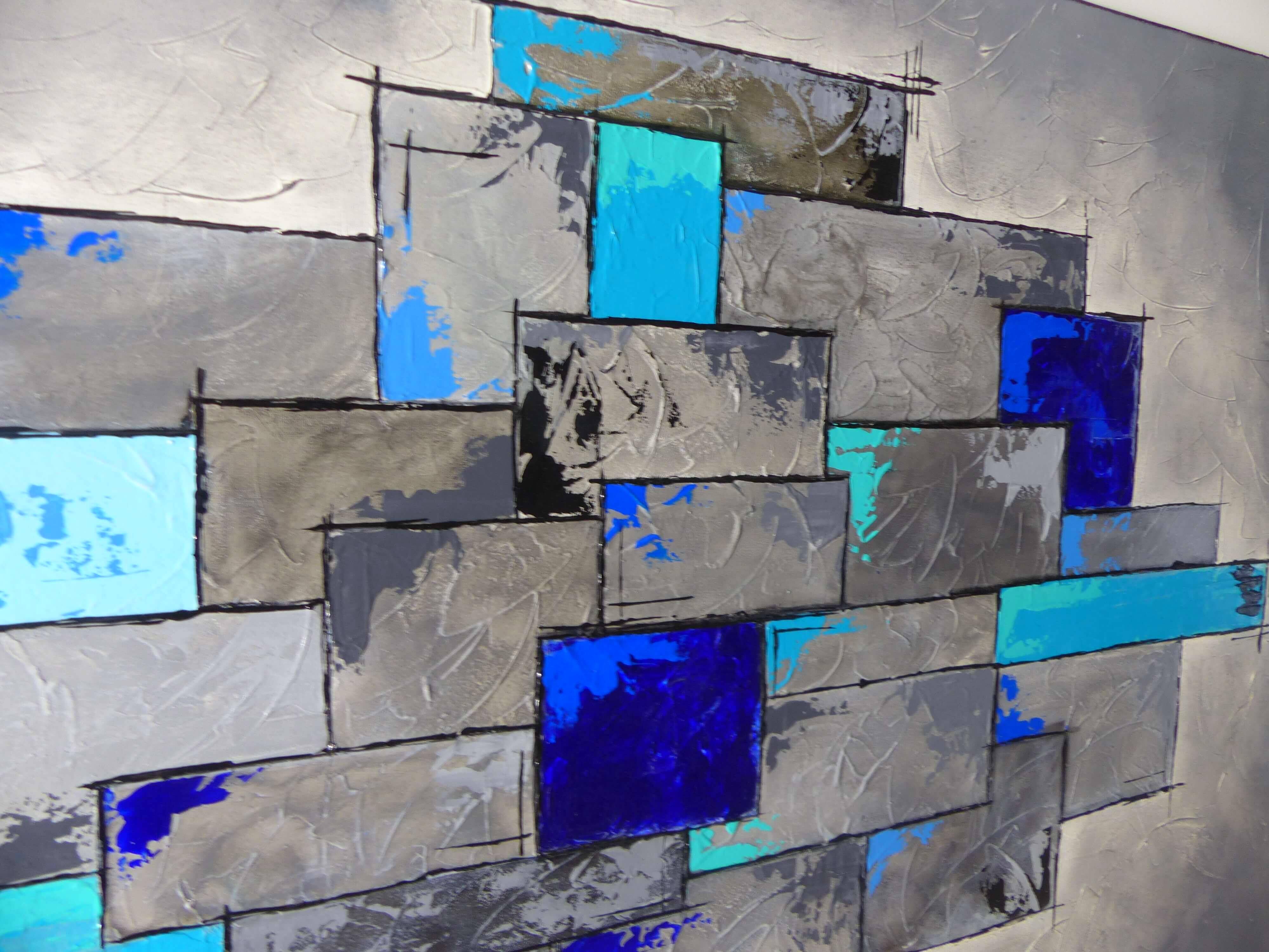 Contemporary abstract painting hand-painted using mixed media