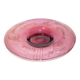 Portieux vallerysthal, large fruit bowl in purplish pink glass 1930-1940