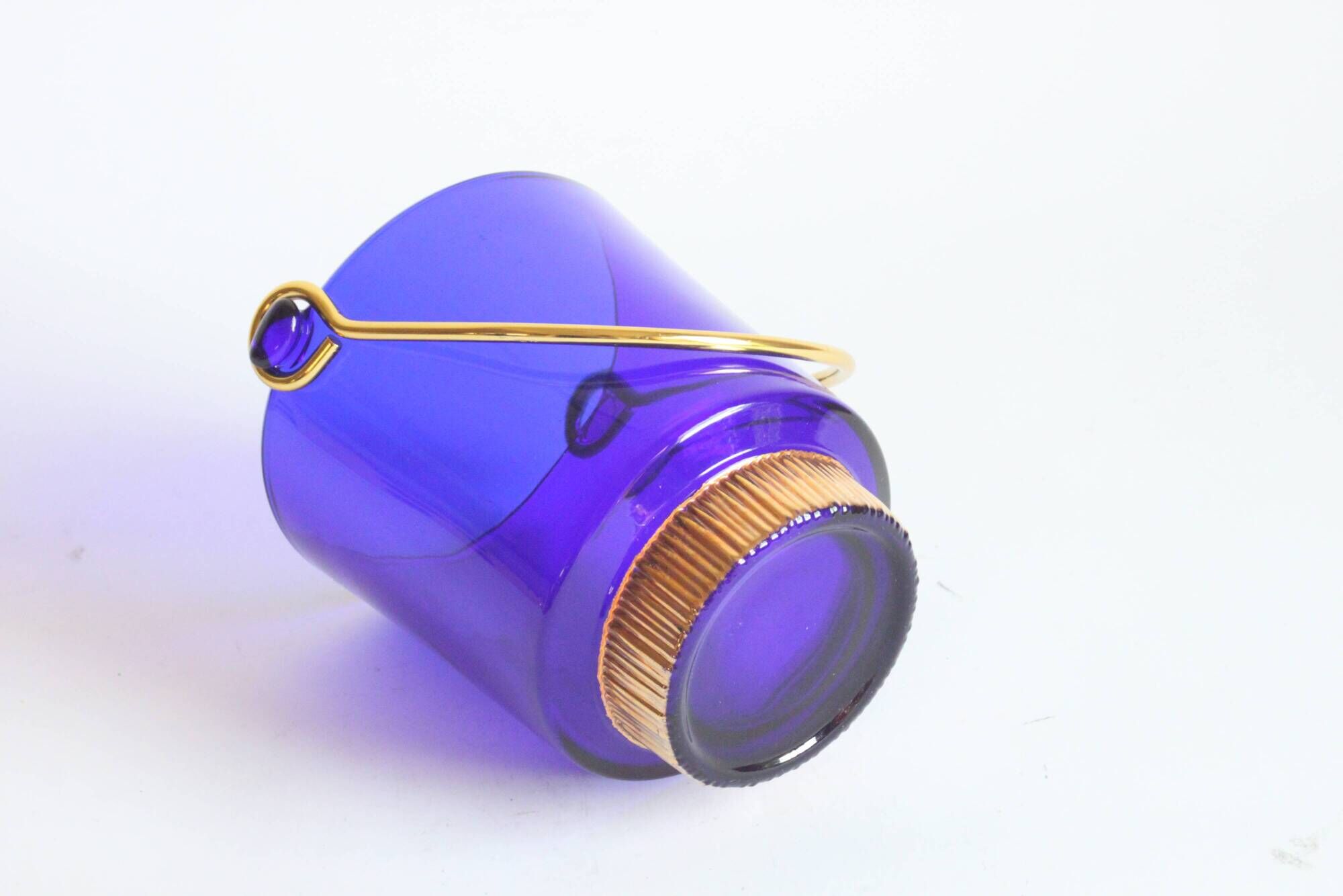 Cobalt blue glass ice bucket, 1960s