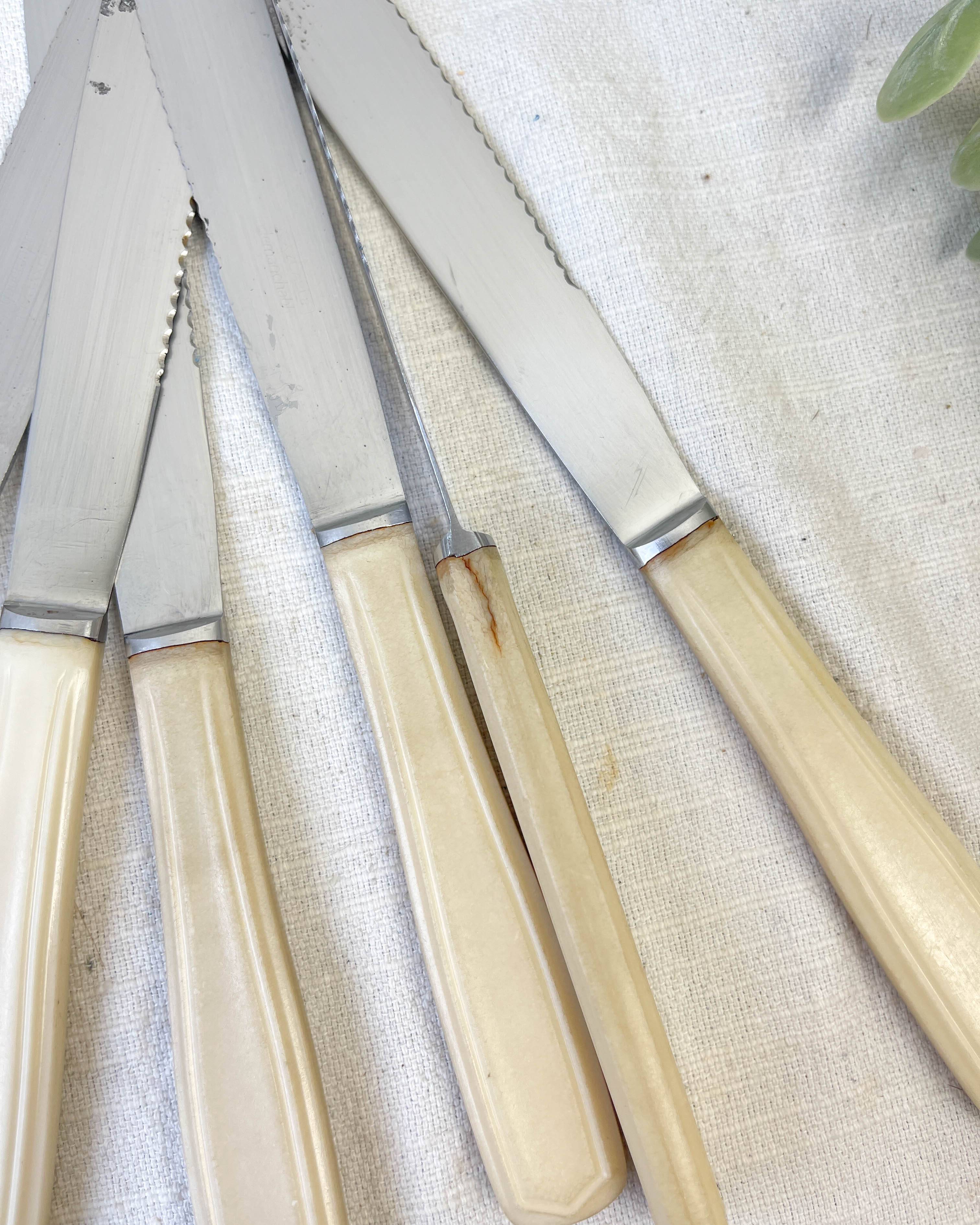 6 vintage Bakelite ivory knives France