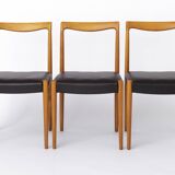 Set of 6 Vintage Lübke Dining Chairs 1970s Germany, Mid Century Beech Wood