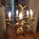 Chandelier gilded metal leaves by Hans Kogl, 1970's