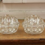 2 vintage Reims glass flower picks