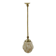 Art Deco Marble Glass Pendant Lignt on Original Rope