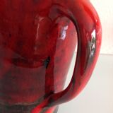 Pitcher in glazed red ceramic / vintag 60s-70s