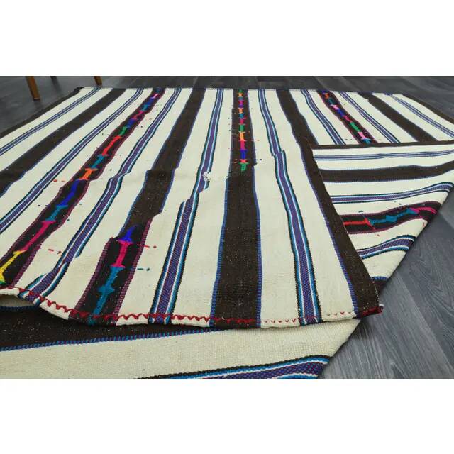 1970s Vintage Turkish Oushak Handmade Wool Cotton Beige Area Rug 195x228