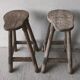 Paire de tabourets hauts rustiques