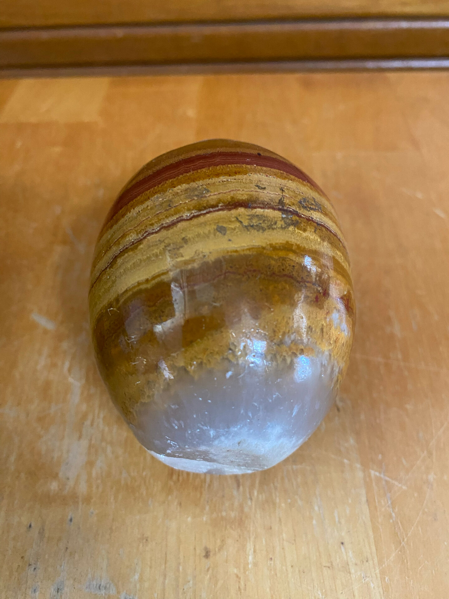 Vintage Hard Stone Onyx Egg Flower Holder