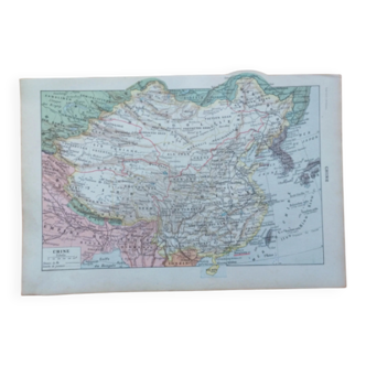 Old geographical map of China Larousse