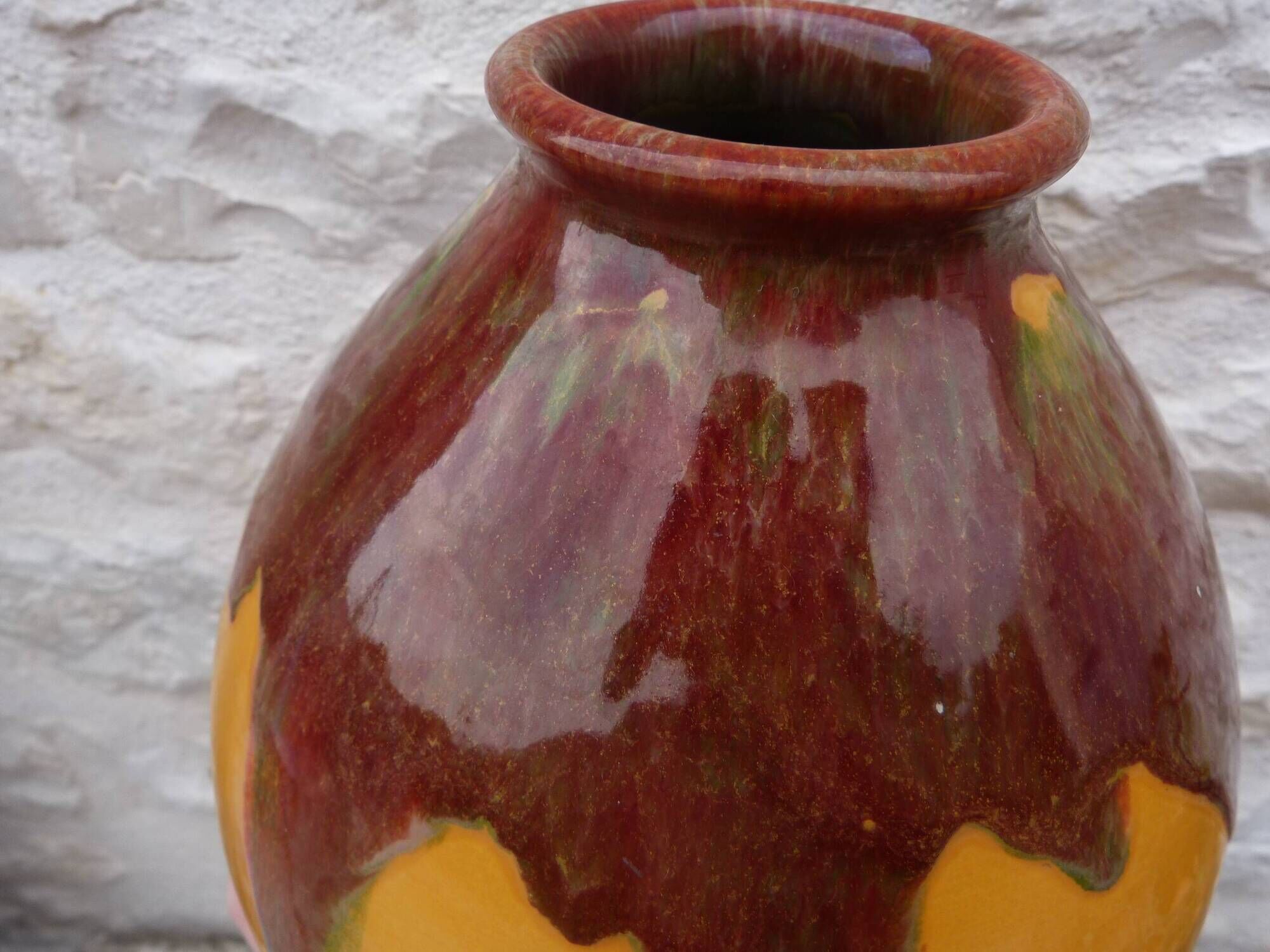 Vase vintage céramique Grés Flammé moderniste Vallauris