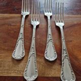 4 fourchettes à entremets Christofle en métal argenté modèle Chrysanthèmes