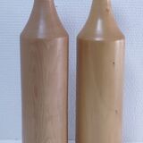 Two designer solid wood "pencil" lamp bases