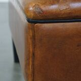 Large square sheepskin leather ottoman