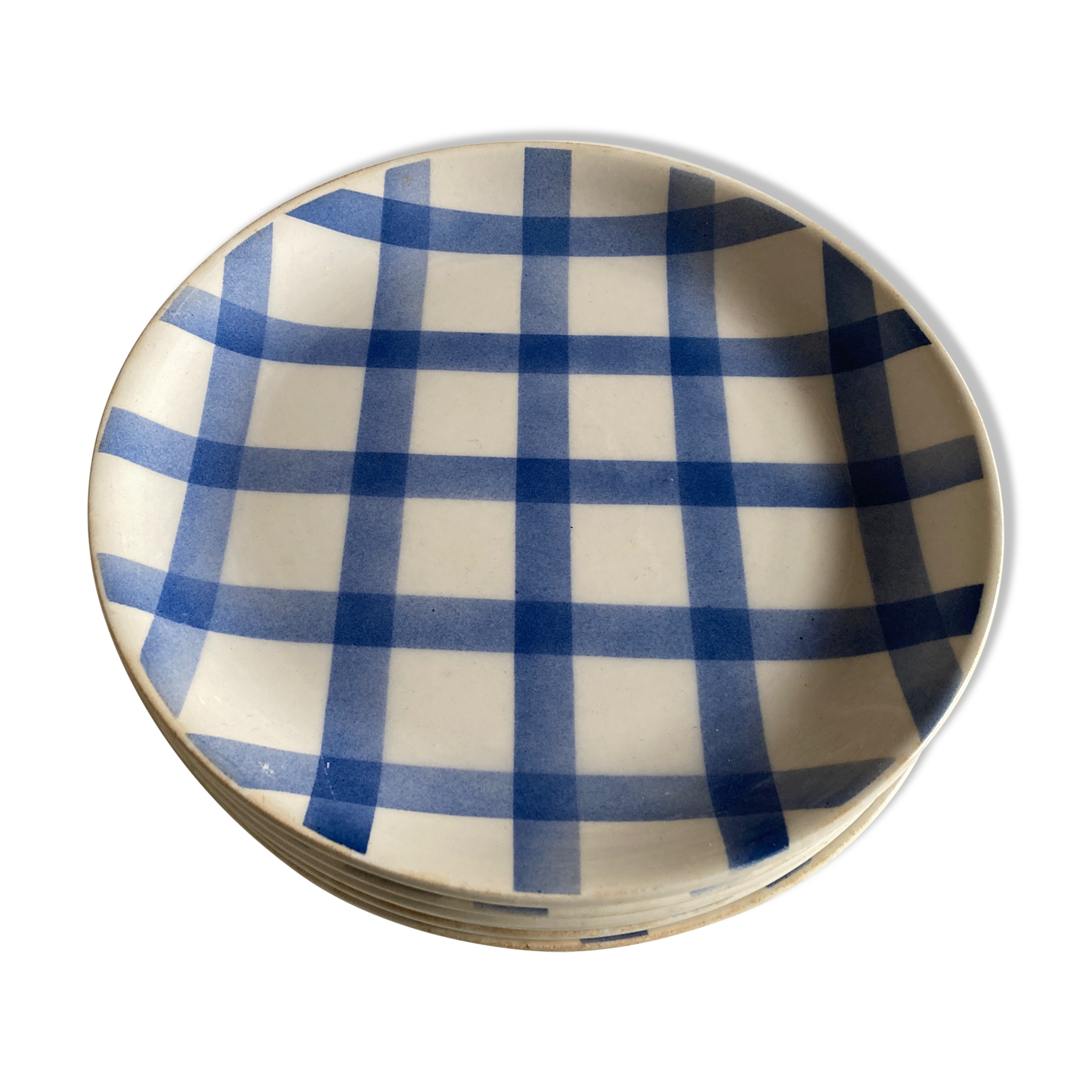 Set de 7 assiettes 1960 en faience vichy