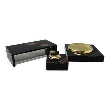 1970s Gorgeous Hollywood Regency Smoking Set. Made in Italy