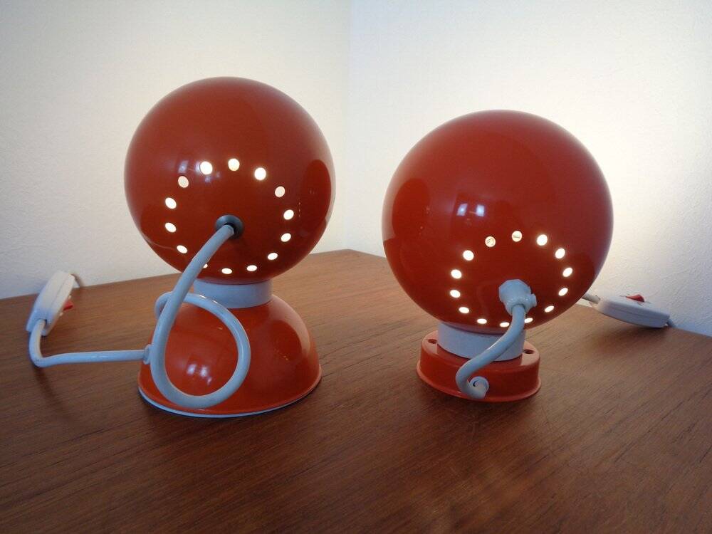 Italian Space Age Metal Internal Magnet Table Lamps by Reggiani, 1960s, Set of 2