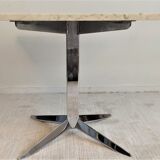 Coffee table Roche Bobois 70's carrara marble and chrome star foot
