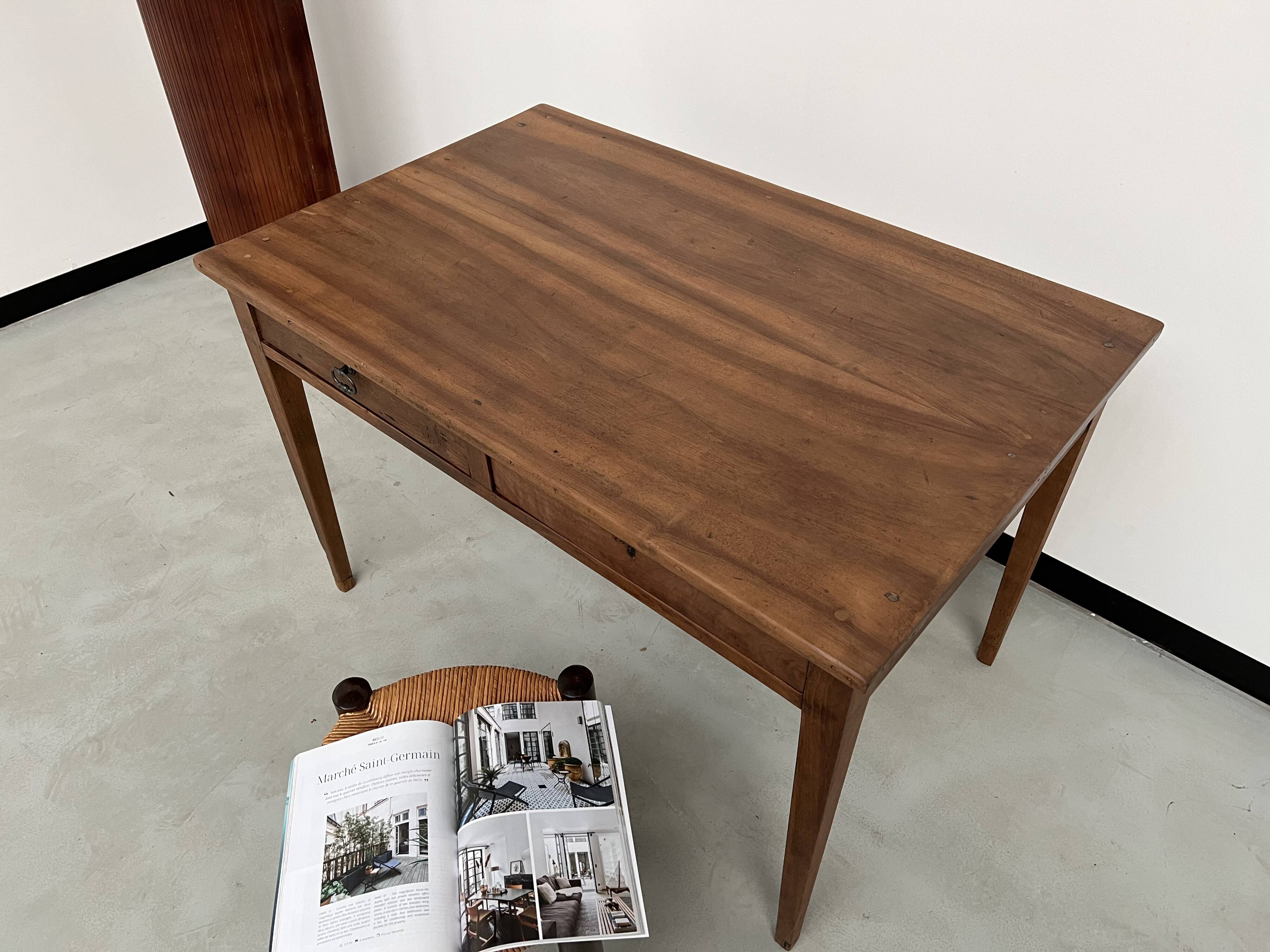 1900 solid walnut desk with two drawers
