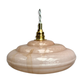 Vintage clichy glass hanging lamp with marbled pink effect