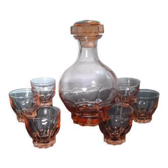 Set of 7 port glasses including a carafe