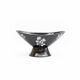 Vintage Wade Black boat vase with floral pattern and metal stand