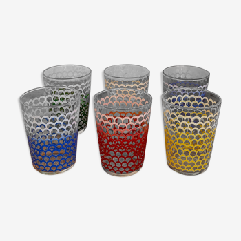 Set of 6 vintage multicolored glasses