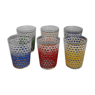 Set of 6 vintage multicolored glasses