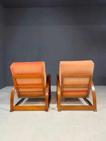 Pair of H-70 lounge chairs by Jindřich Halabala for UP Závody Brno, Czechoslovakia, 1930s, 88 × 65 × 85 cm