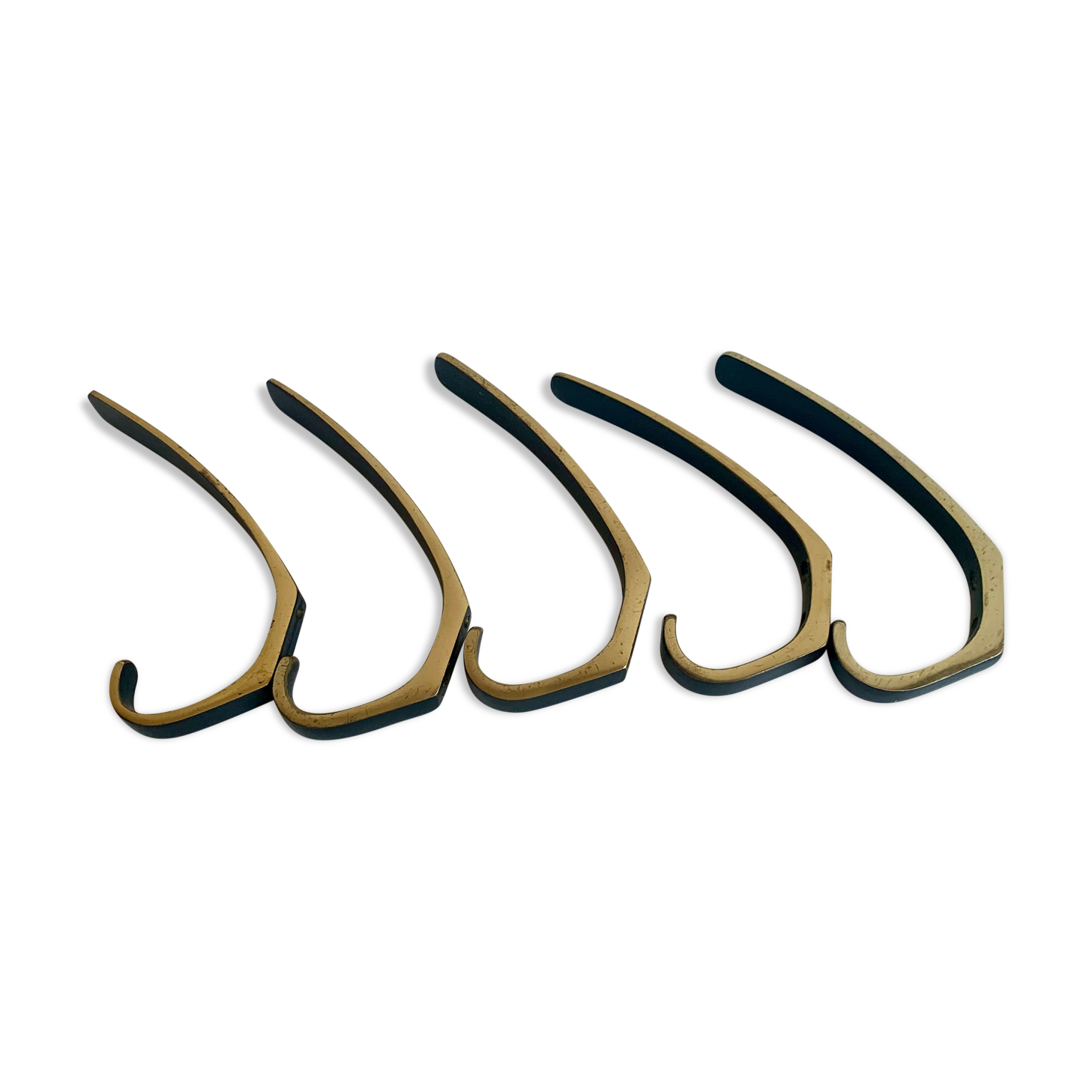 Brass wall hooks from Herta Baller, set of 5