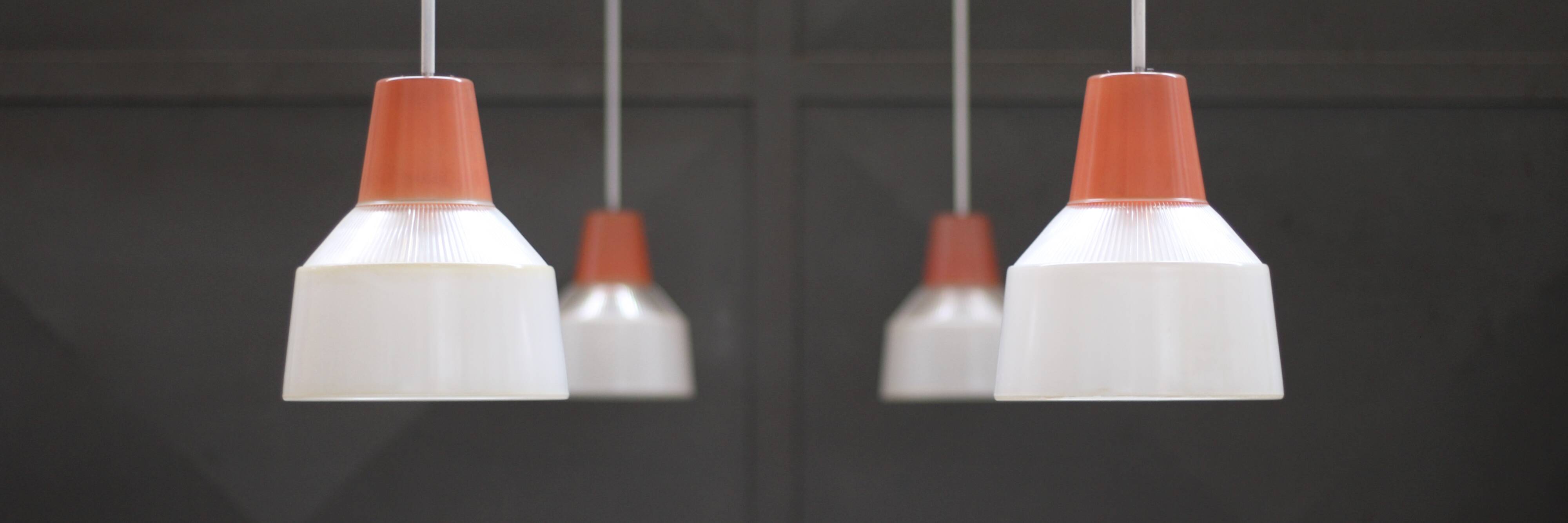 Vintage prismopal workshop pendant lights