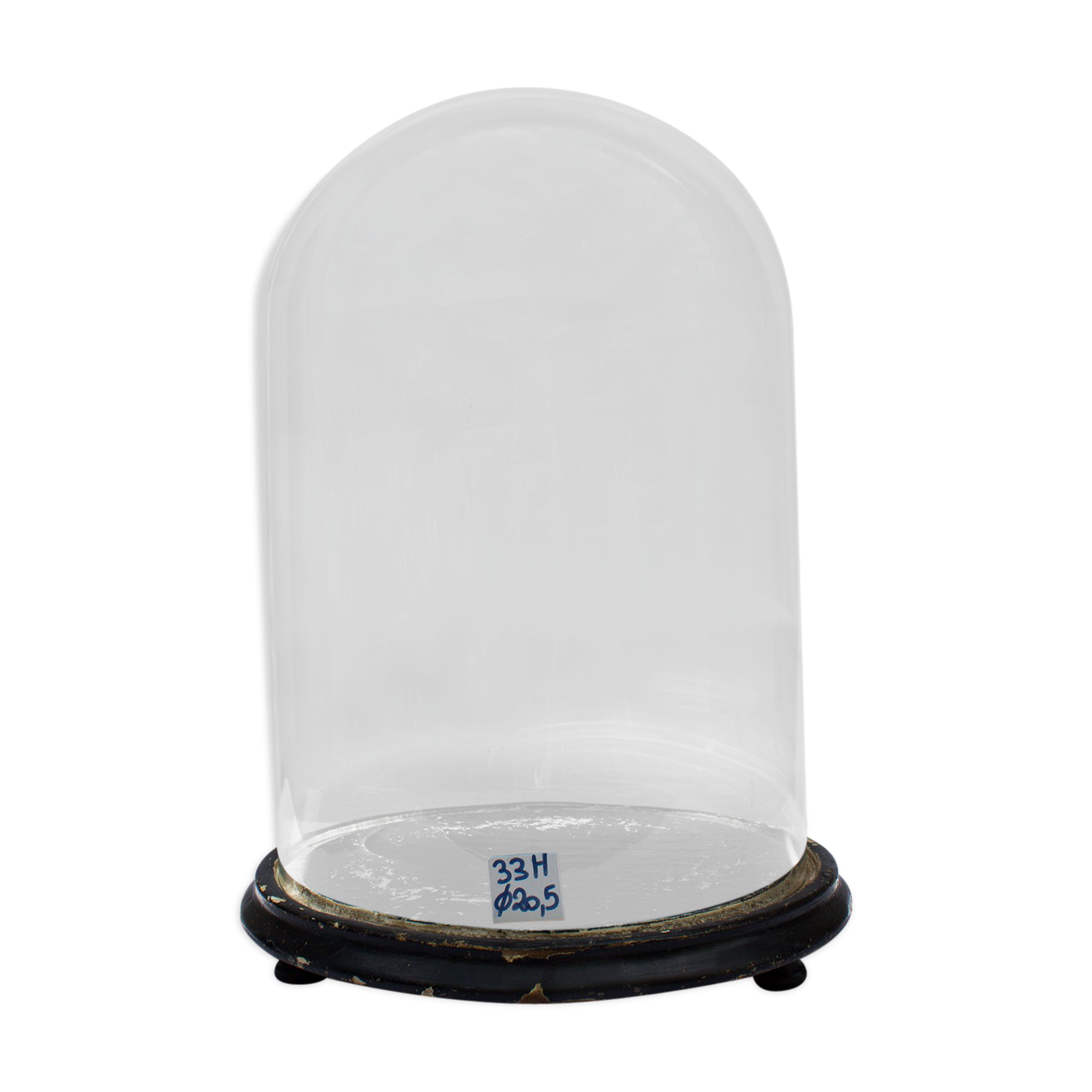 Ancient round glass globe 33 cm high