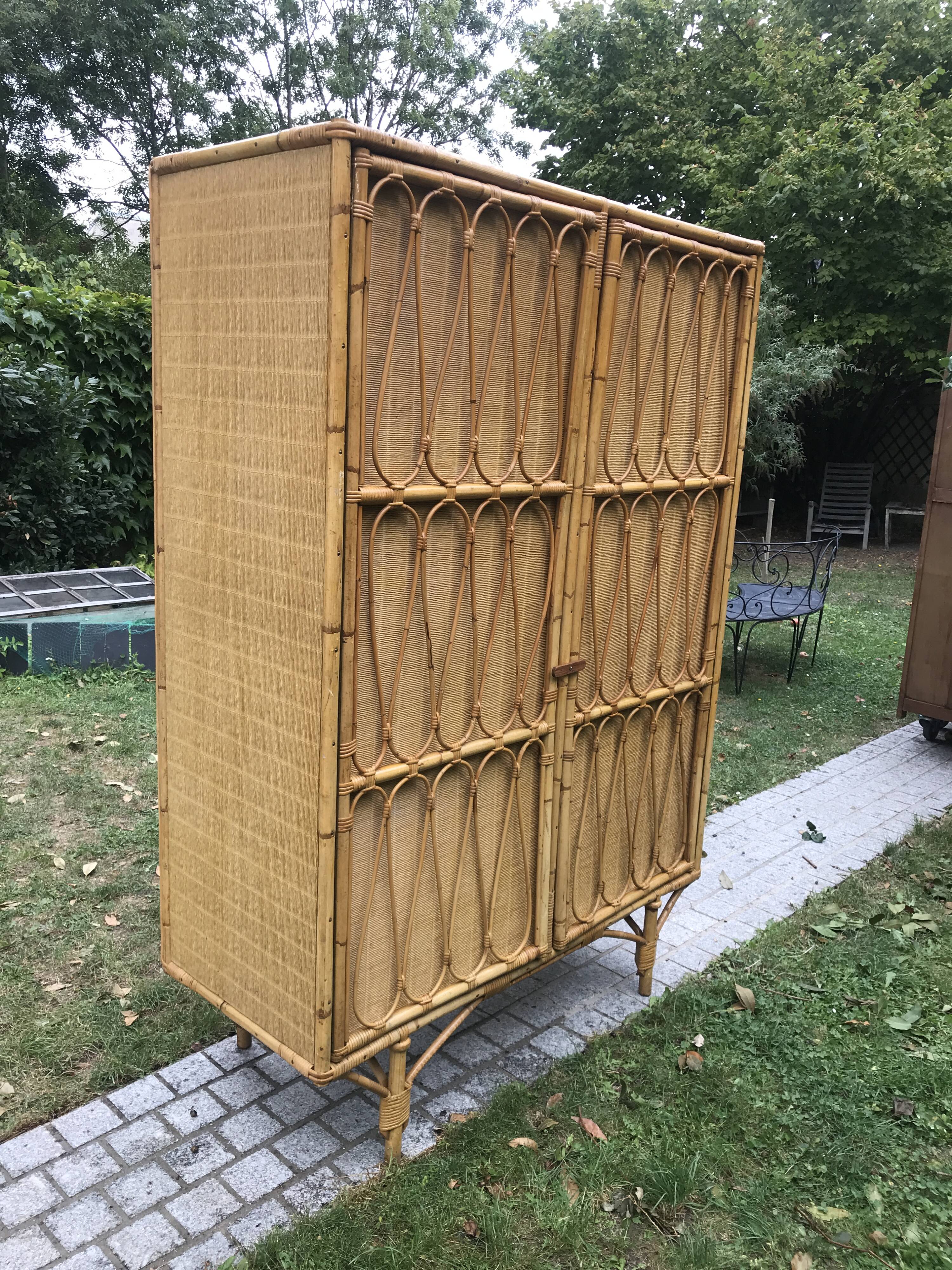 Vintage rattan cabinet
