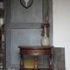 Pair of rounded wooden bedside tables, bedside table, end table.
