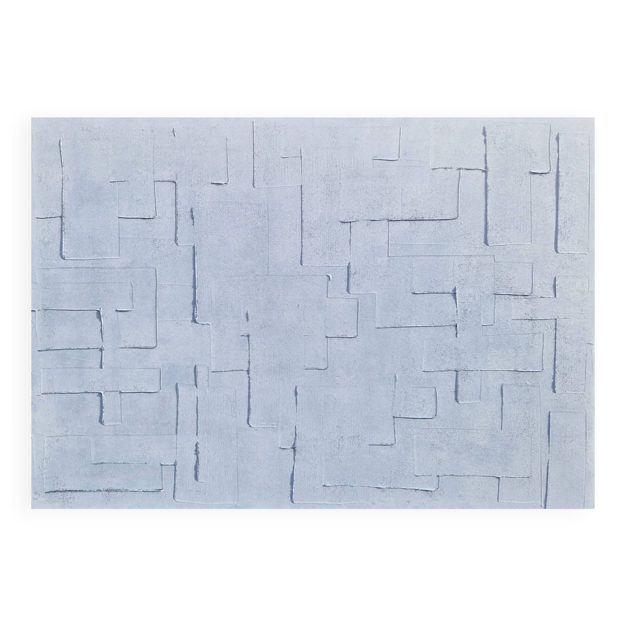 Tableau peinture abstraite monochrome minimaliste blanc