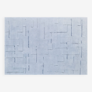 Tableau peinture abstraite monochrome minimaliste blanc