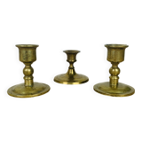 3 vintage gold brass candlesticks