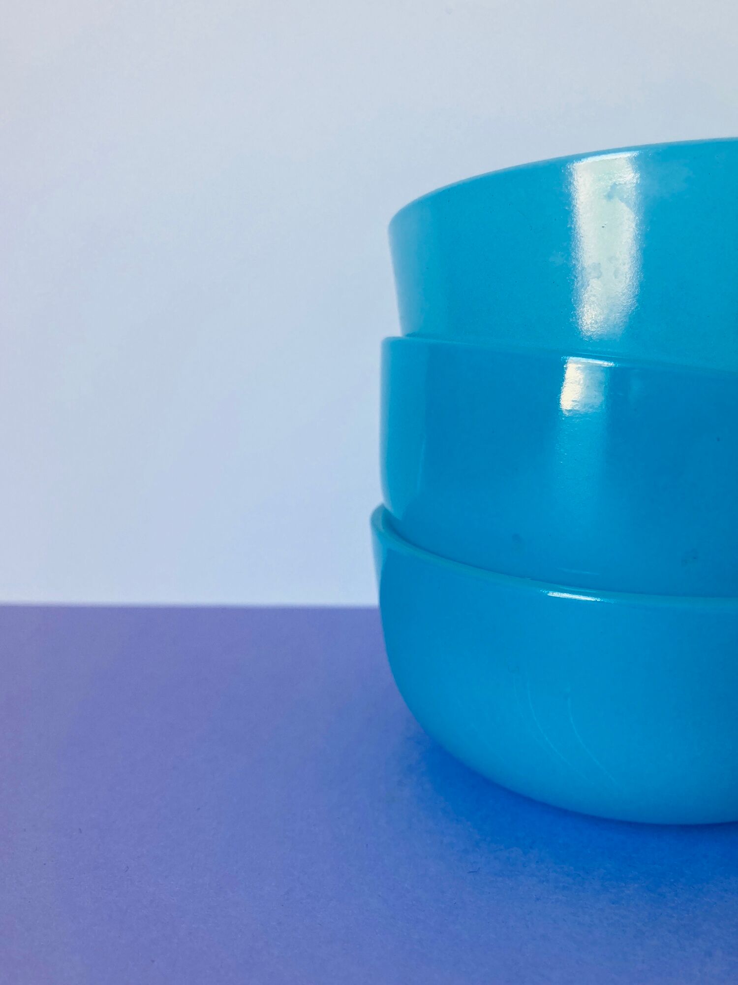 5 ramequins huile lesieur en verre bleu