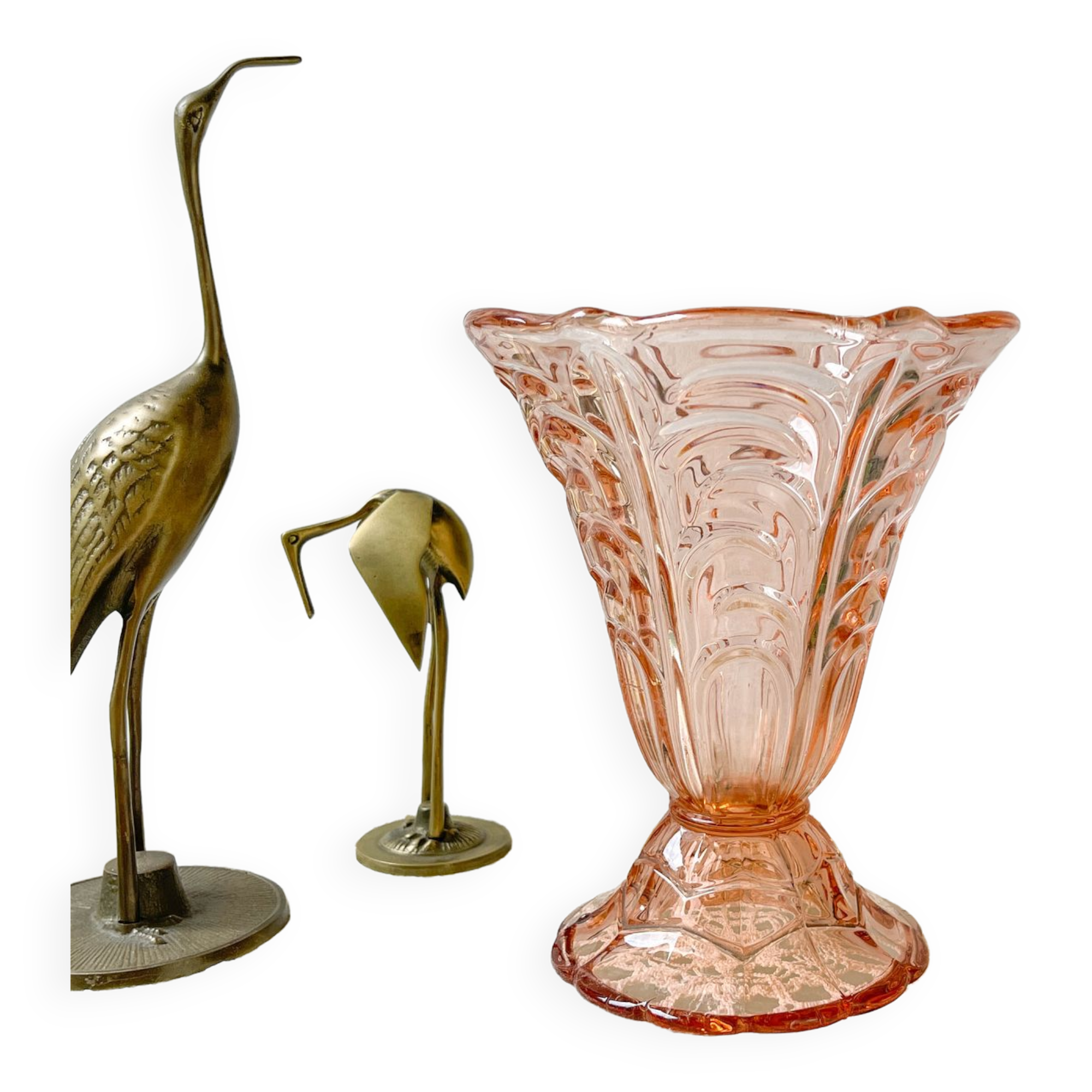 Vintage Art Deco style pink glass vase