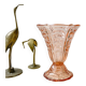 Vase vintage en verre rose style Art déco