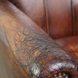 Characterful vintage design armchair made from beautifully patinated sheepskin