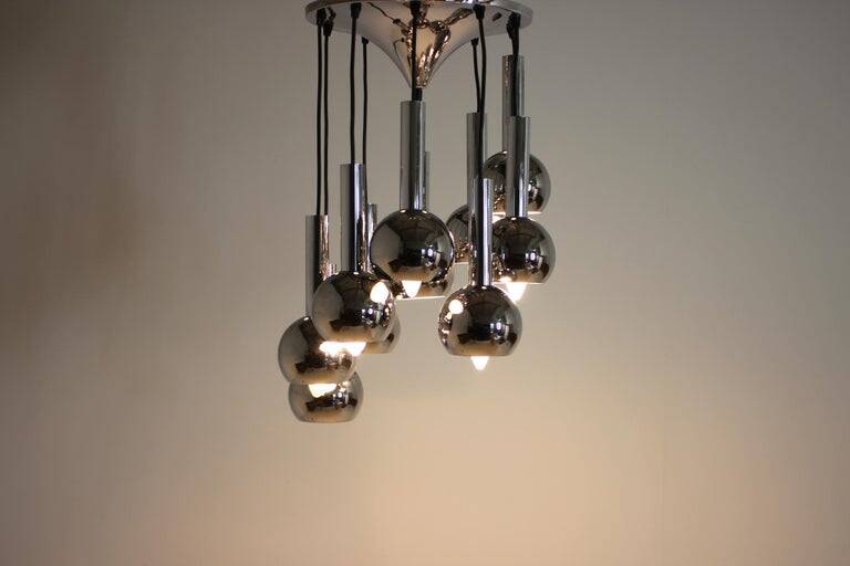 Beautiful cascade chrome pendant, 1970s